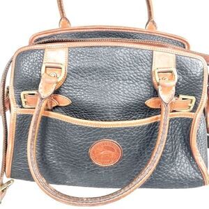 Dooney & Bourke Womens Buckle Satchel Purse Bag Crossbody Leather Black Brown